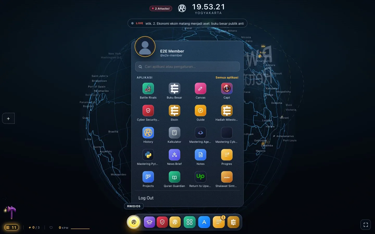 RWID WebOS: Menu mulai